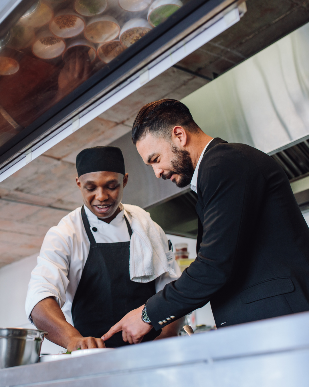 Restaurant owner reviewing industry profitability data