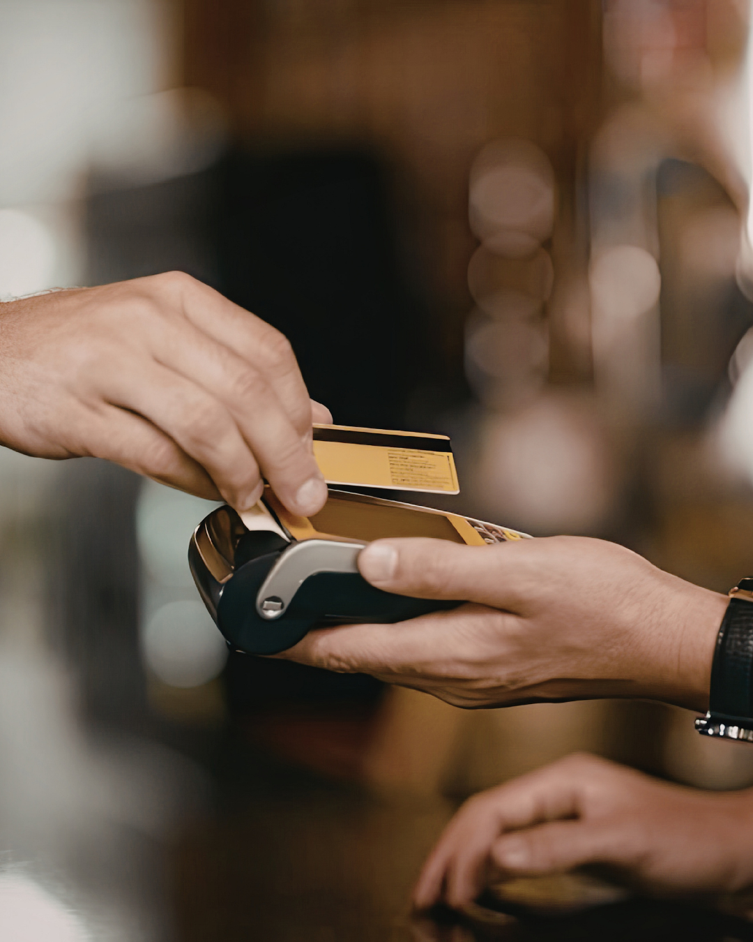 Restaurant owner reviewing a card processing statement